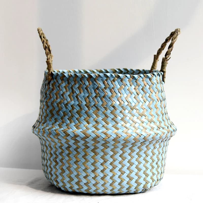 Panier en algues tressées – Rangement pliable & cache-pot